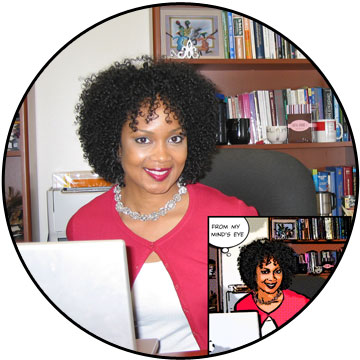 Teshia Roby as her desk
